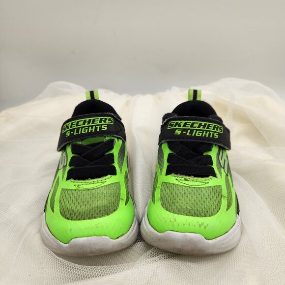 Skechers Unisex Lime Green/Black - Toddler Flex-Glow Shoes, Size 5 - Picture 1 of 4